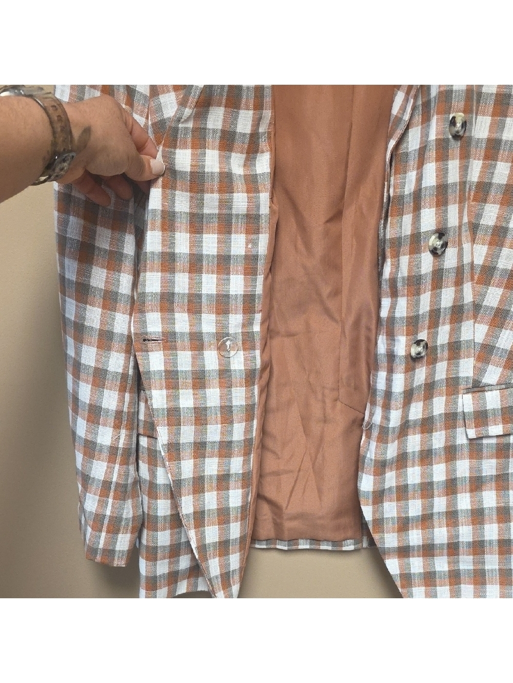 Nine West Brown and White Plaid Blazer - Picture 3 of 5